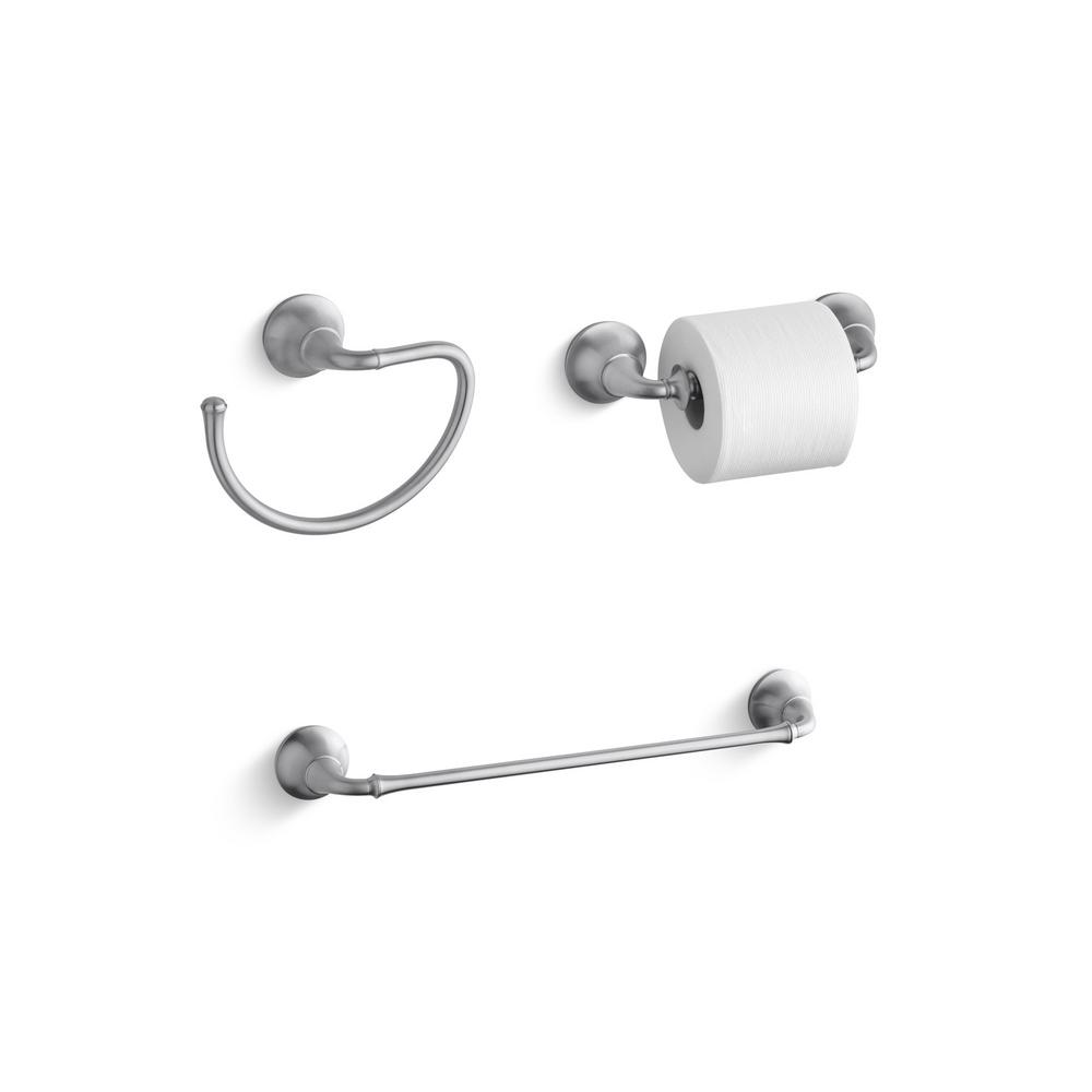 Kohler Forte Traditional 3 Piece Bath Hardware Set In Brushed Chrome Forte Traditional 3 Piece Bath Hardware Set In Brushed Chrome