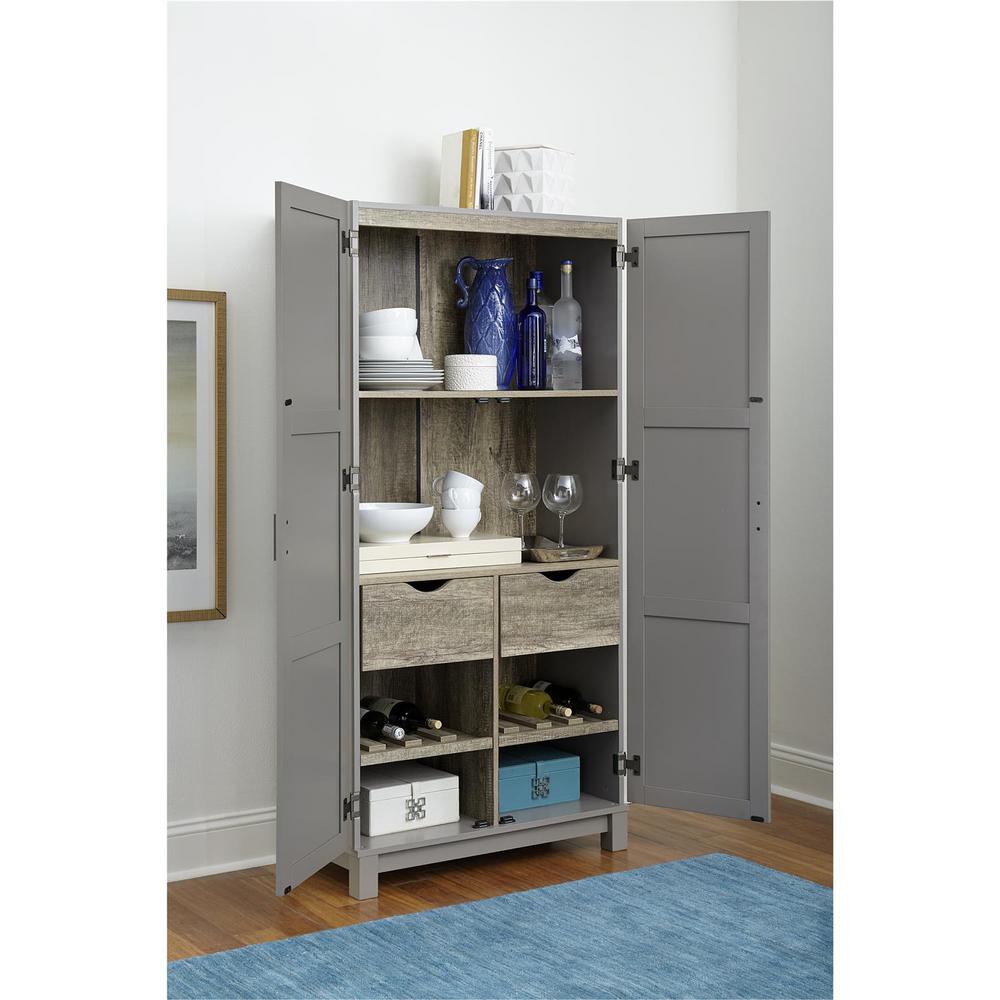 Ameriwood Viola 64 In Gray Sonoma Oak Storage Cabinet Hd35571