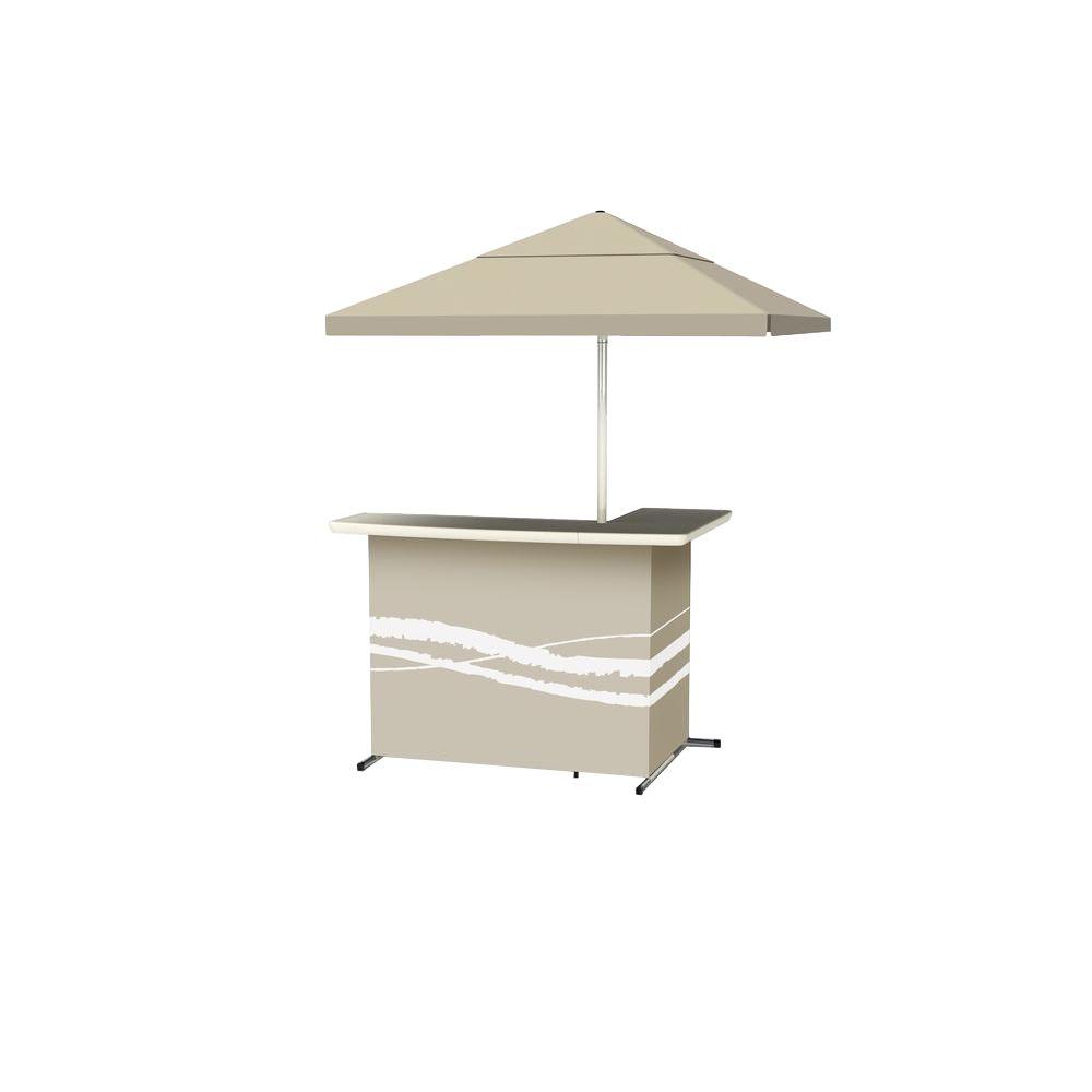Best Of Times Outdoor Bars Bar Furniture The Home Depot Classic Tan All Weather L Shaped Patio Bar With 6 Ft Umbrella