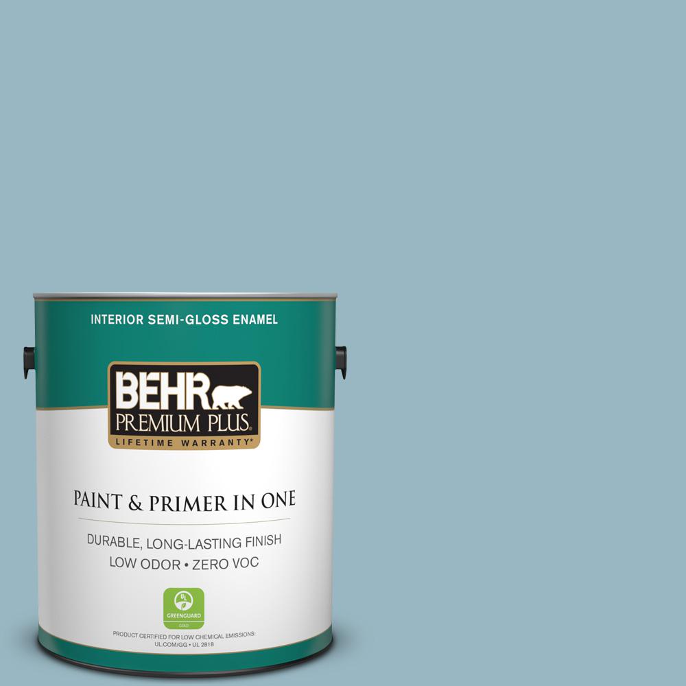 BEHR Premium Plus 1gal. S4703 Peaceful Blue SemiGloss Enamel Interior Paint340001 The