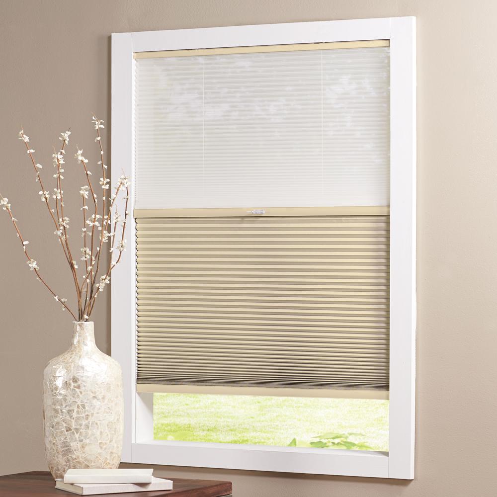Home Decorators Collection Sheer White/Mojave 9/16 in. Cordless Day