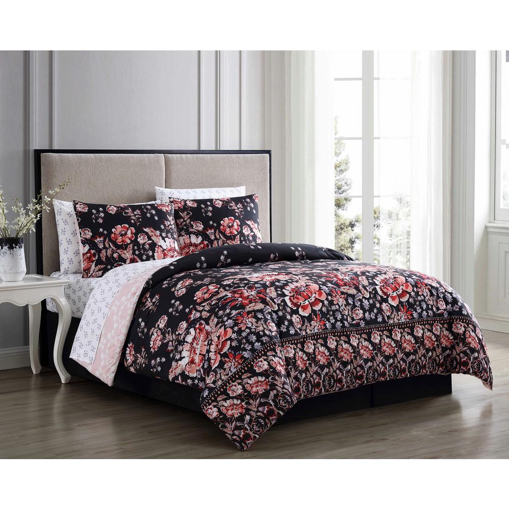Addison Rugs Leni 8pc Black Rust Queen Bed In A Bag Lni8bbquenghbr