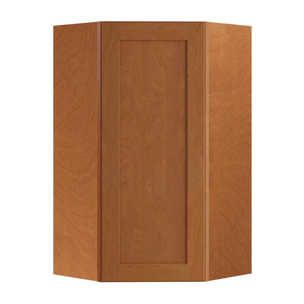 Home Decorators Collection Hargrove Assembled 24x42x12 In Plywood Shaker Wall Angle Corner Kitchen Cabinet Soft Close Left In Stained Cinnamon Wa2442l Hcn The Home Depot