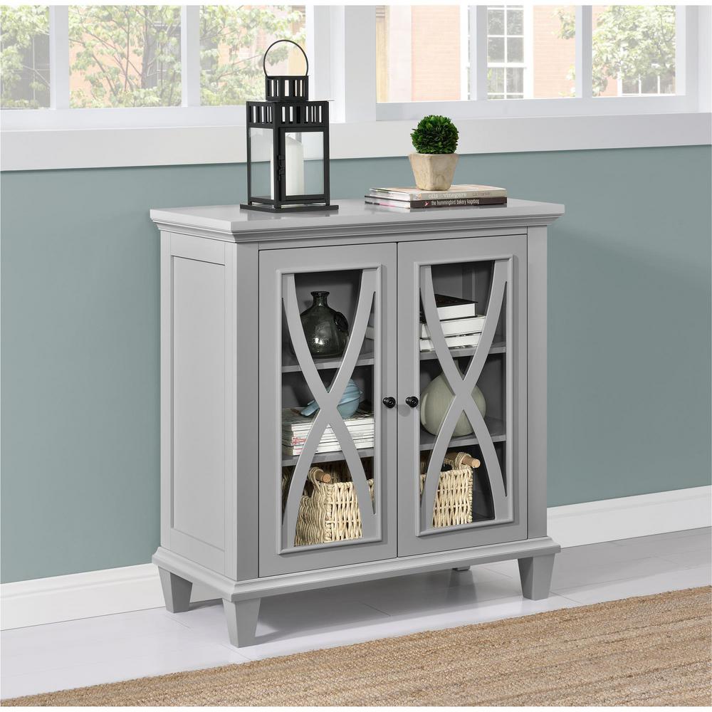 Ameriwood Satinwood Gray Storage Cabinet Hd65373 The Home Depot