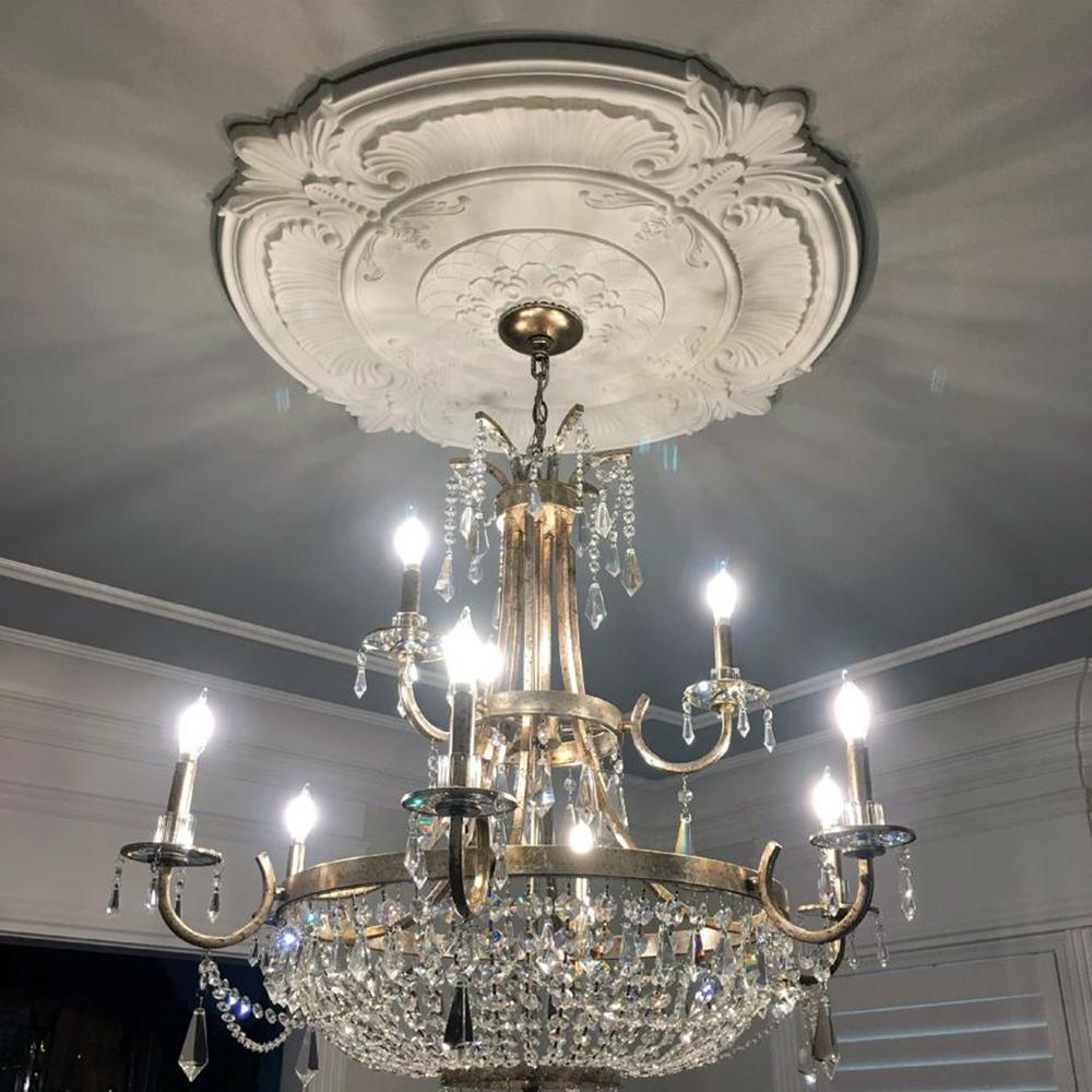Ekena Millwork 18 W X 18 H X 3 1 2 Id X 1 1 8 Eris Urethane Ceiling Medallion Fits Canopies Upto 9 7 8 Primed White Cm18er The Home Depot
