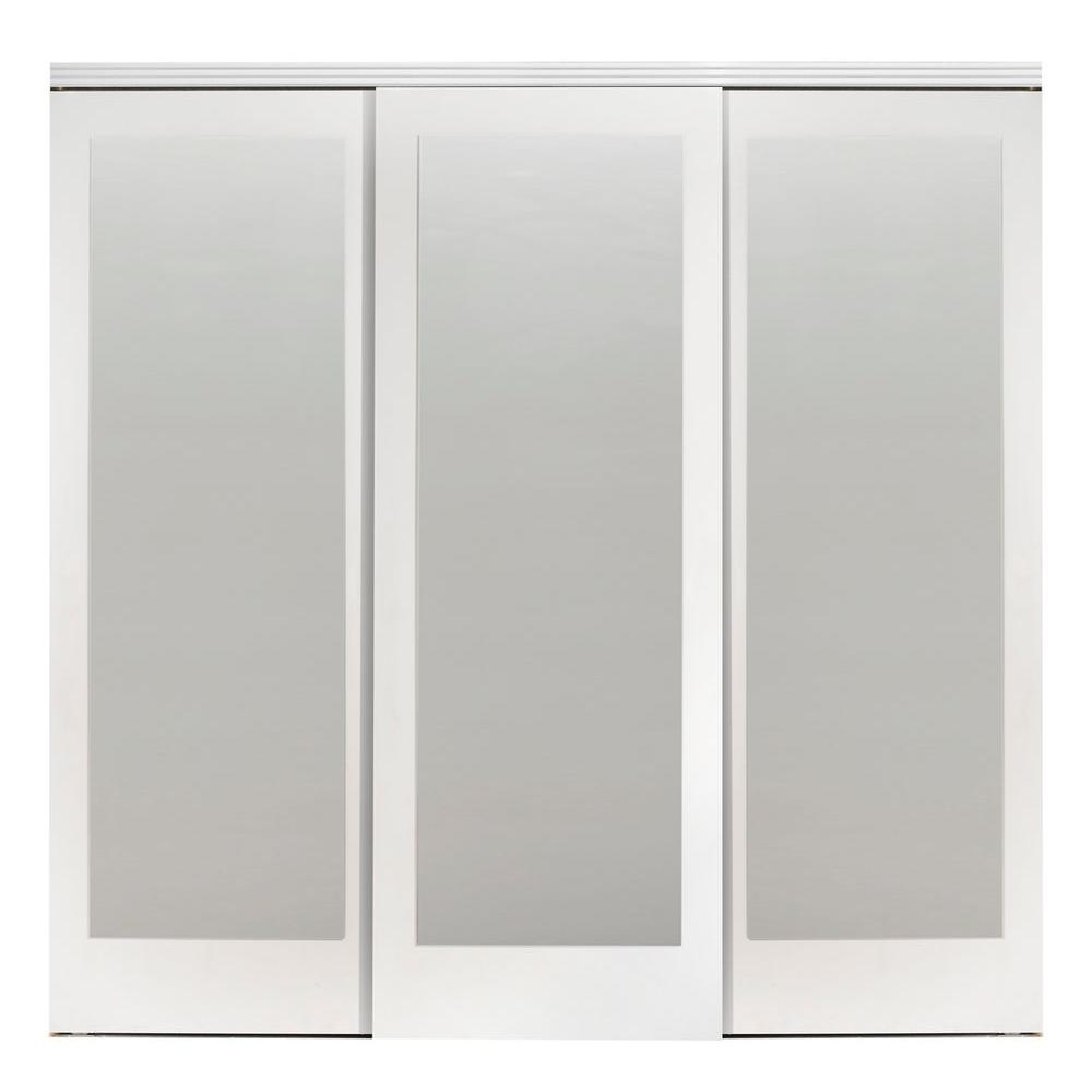 Impact Plus 108 in. x 80 in. MirMel Primed Mirror Solid Core MDF Interior Closet Sliding Door