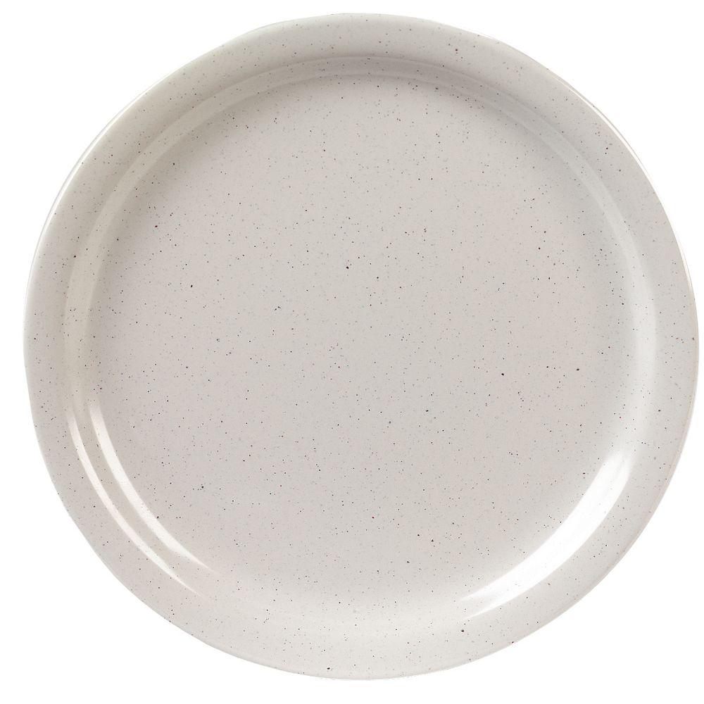 Carlisle 10 45 In Diameter Melamine Narrow Rim 3 Compartment Dinner Plate In Bone Case Of 12 4300042 The Home Depot