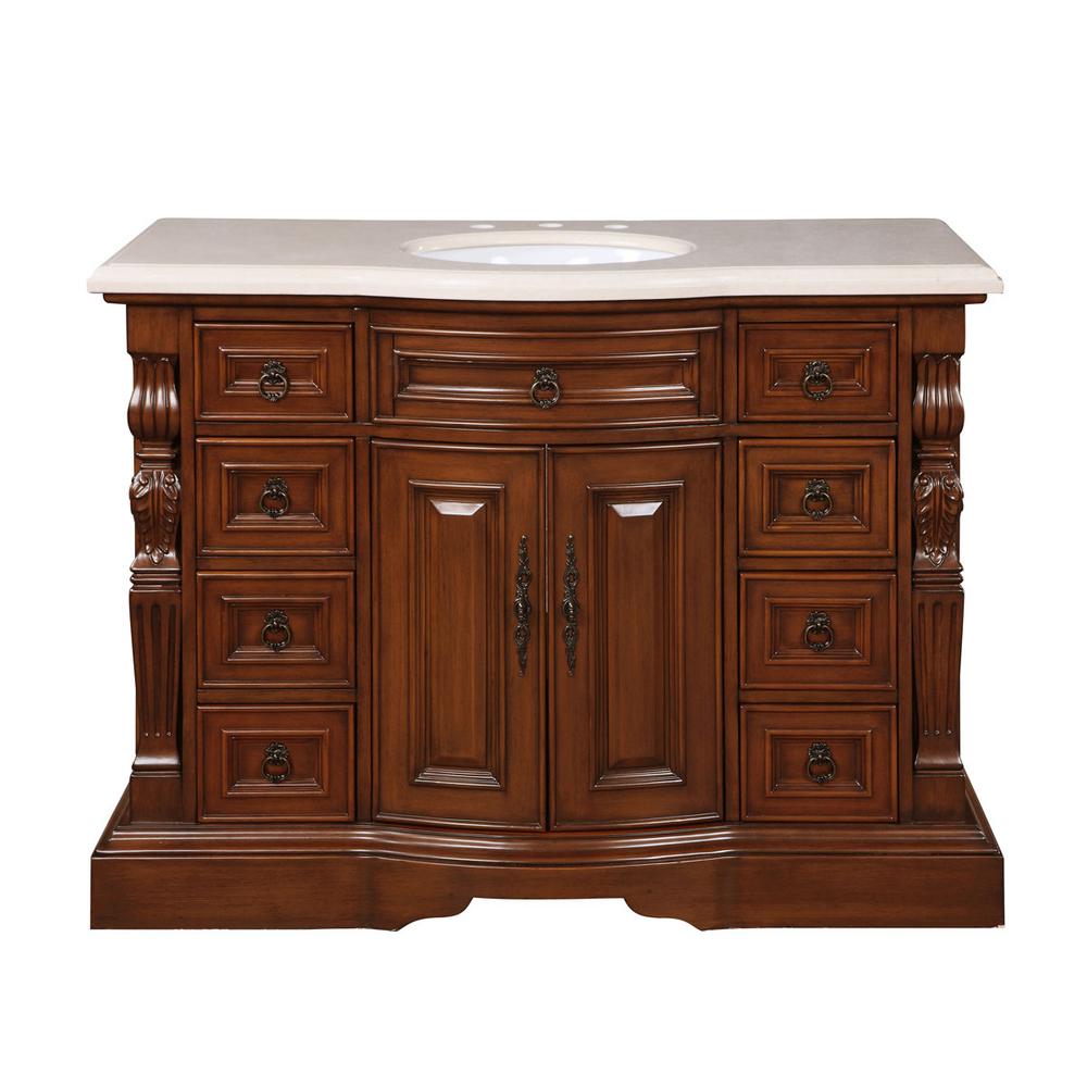 Silkroad Exclusive 48 in. W x 22 in. D Vanity in English Chestnut with