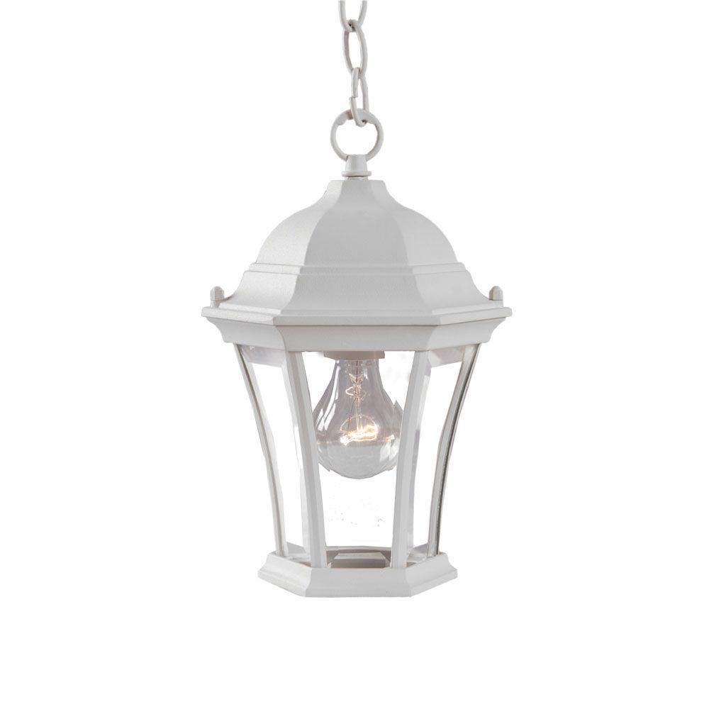 White No Bulbs Included Outdoor Hanging Lights Ceiling Brynmawr Collection 1 Light Outdoor Textured White Hanging