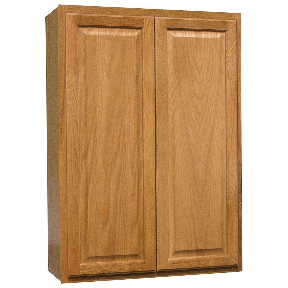 Hampton Wall Kitchen Cabinets in Medium Oak – Kitchen – The Home Depot