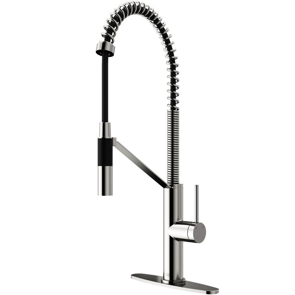 Vigo Livingston Single Handle Pull Down Sprayer Kitchen Faucet With Deck Plate In Stainless Steel