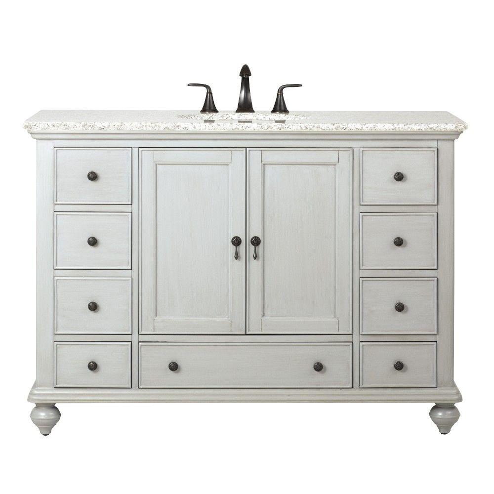 Home Decorators Collection Newport 49 in. W x 211\/2 in. D Bath Vanity in Pewter with Granite 