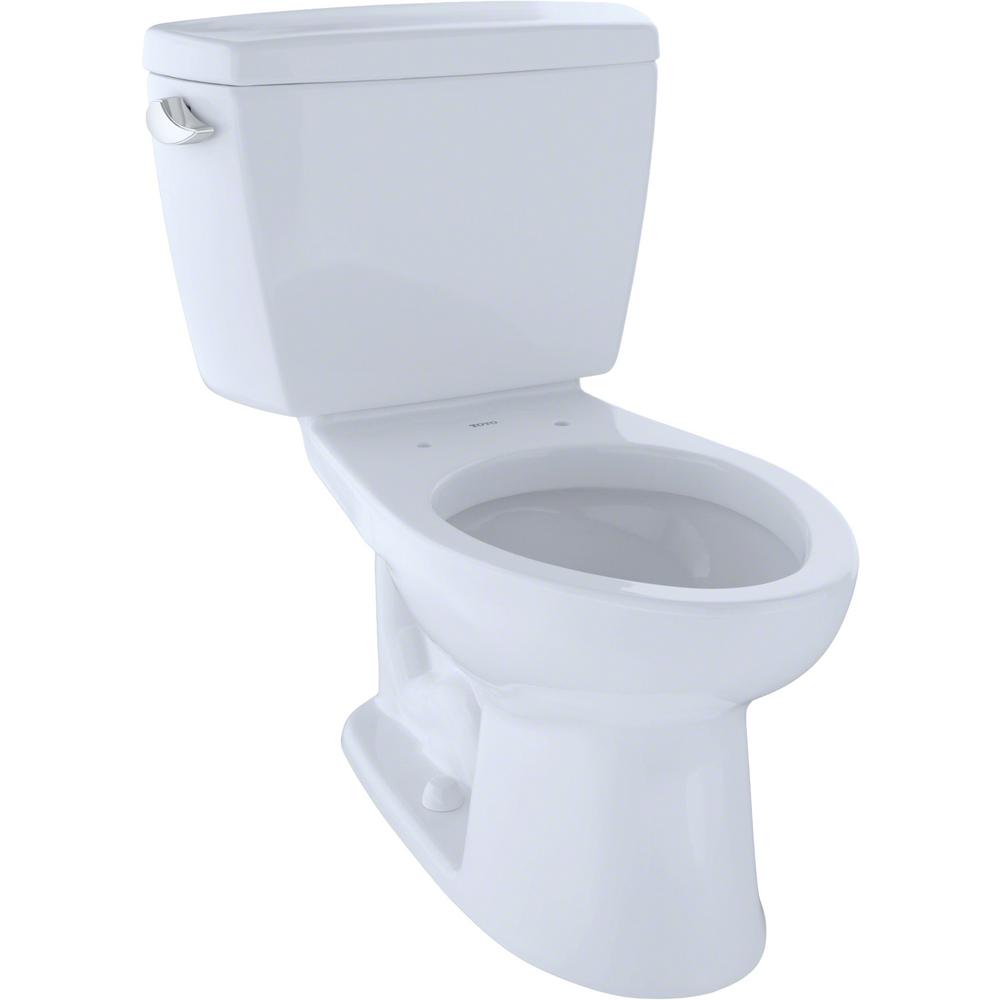 Toto Eco Drake Ada Compliant 2 Piece 1 28 Gpf Single Flush Elongated Toilet In Cotton White Cst744el 01 The Home Depot