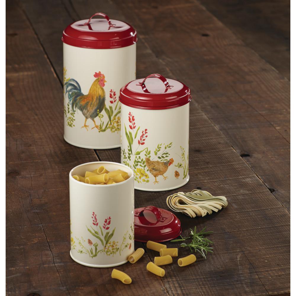Paula Deen 3 Piece Food Storage Canister Set In Garden Rooster 46595