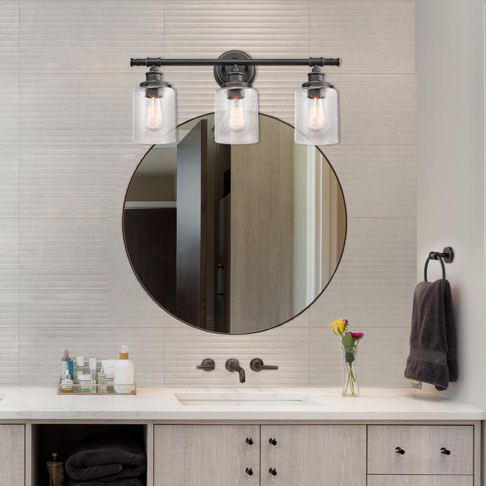 One Bronze Bathroom Vanity Light Set, Bathroom Light Fixtures Over Mirror Home Depot