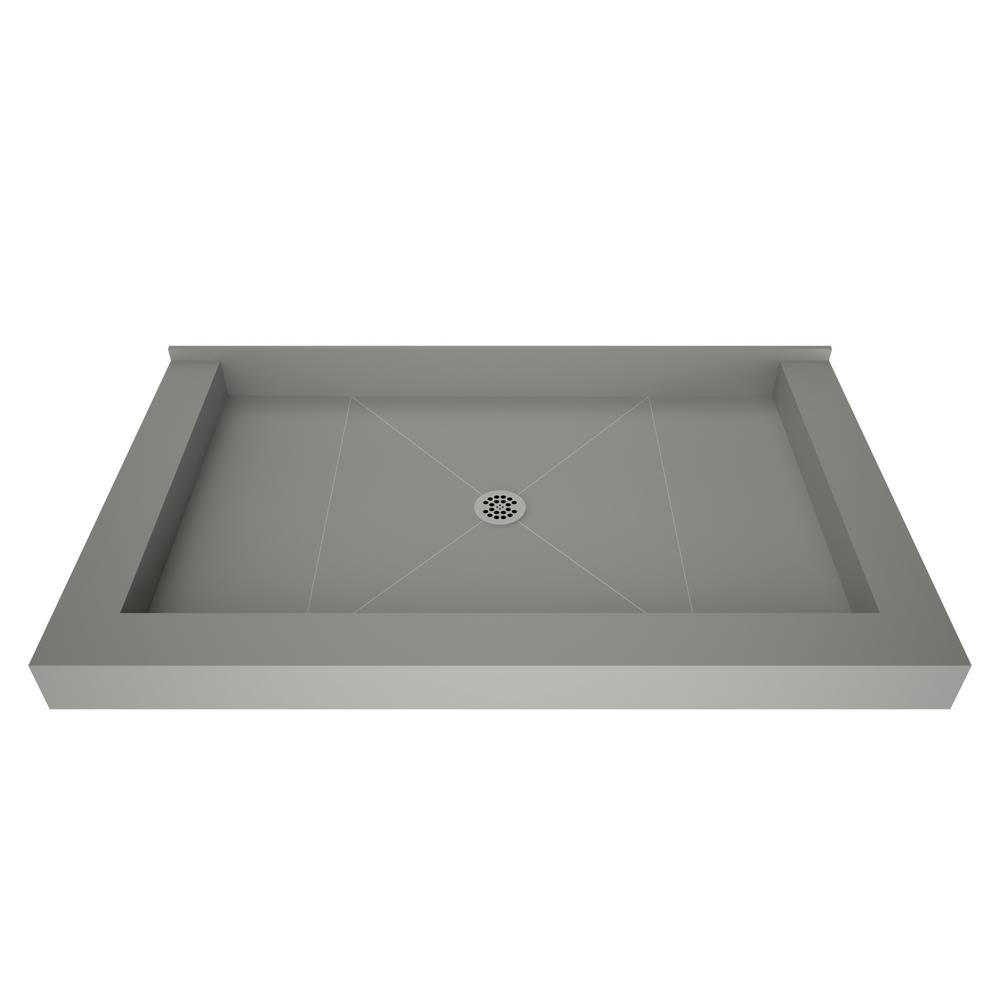 Redi Base 48 in. x 72 in. Triple Threshold Shower Base in Gray with Center DrainP4872CTCPVC