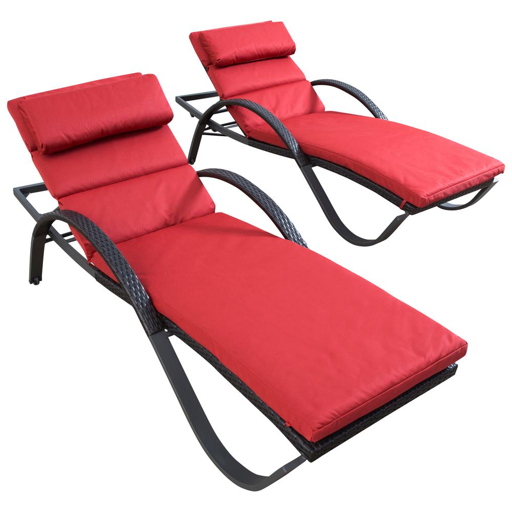 Rst Brands Deco Patio Chaise Lounge With Cantina Red Cushion 2 Rst Brands Deco Patio Chaise Lounge With Cantina Red Cushion 2 Pack