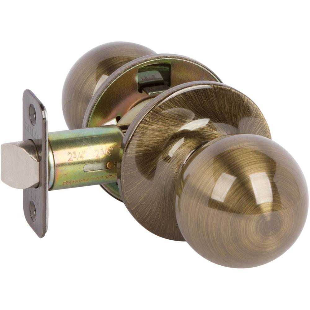 Callan Fairfield Rustic Style Antique Brass Round Hall Closet Door Knob