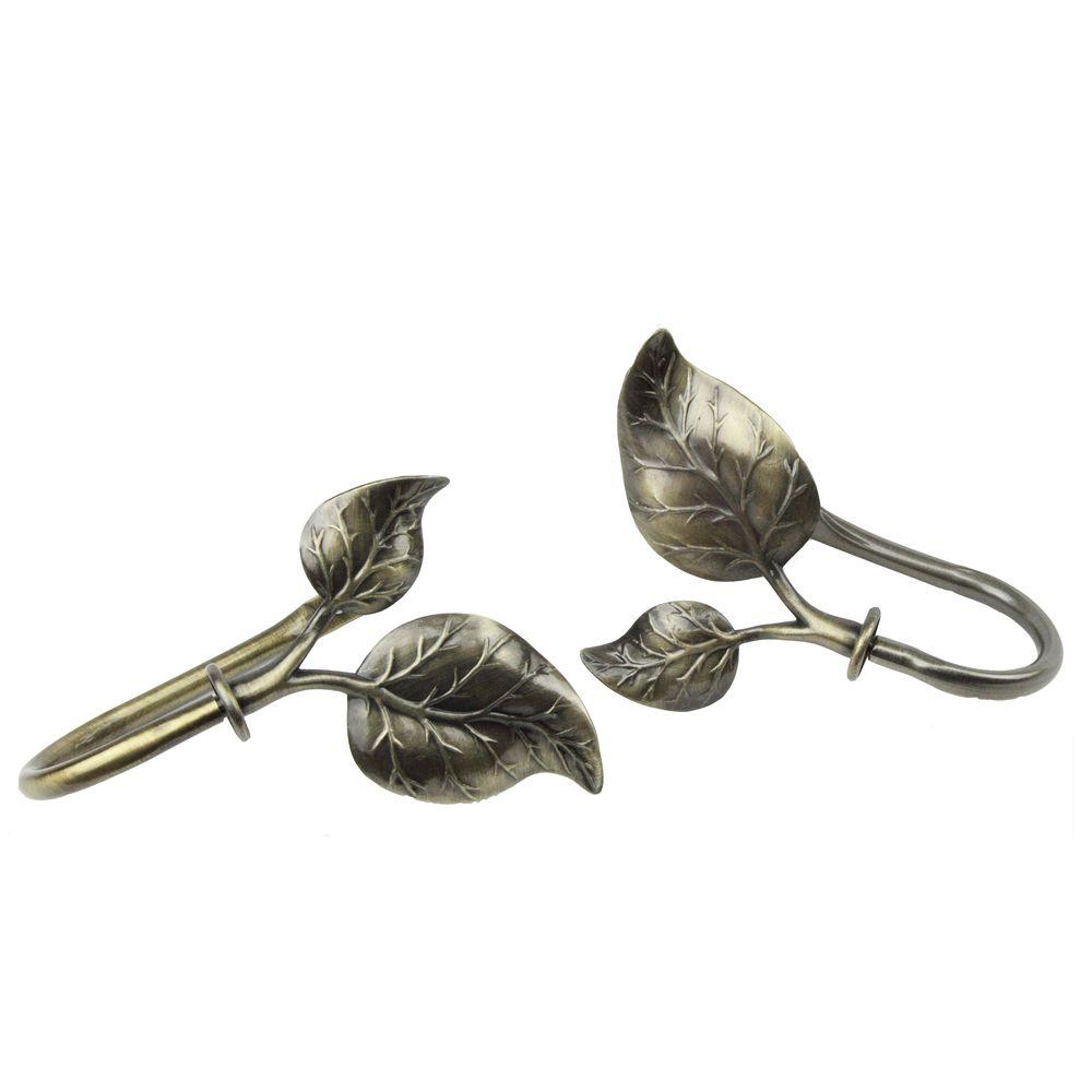 Rod Desyne Ivy Decorative Holdback Pair In Antique Brass 4833 034 Rod Desyne Ivy Decorative Holdback Pair In Antique Brass