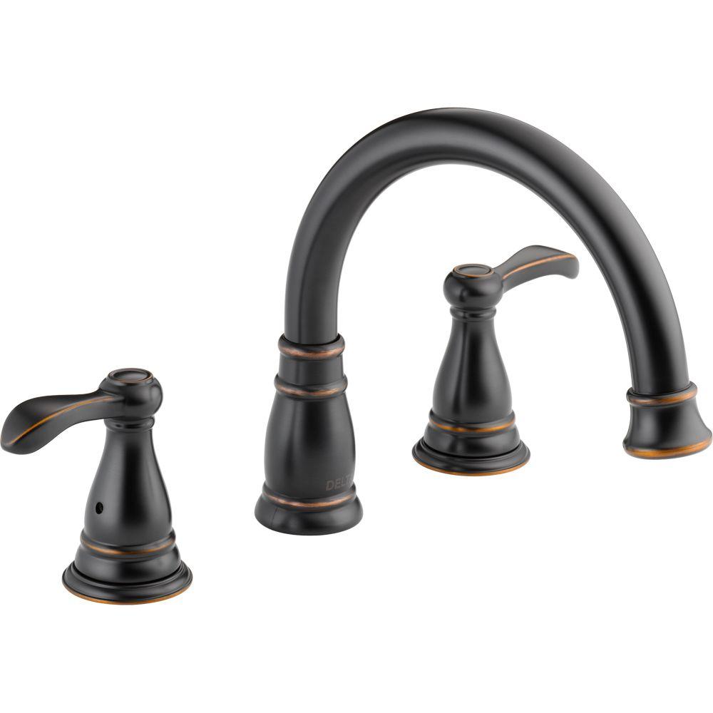 Delta Porter 2 Handle Deck Mount Roman Tub Faucet In Oil Rubbed Bronze   Oil Rubbed Bronze Delta Roman Tub Faucets 37984 Ob 64 1000 