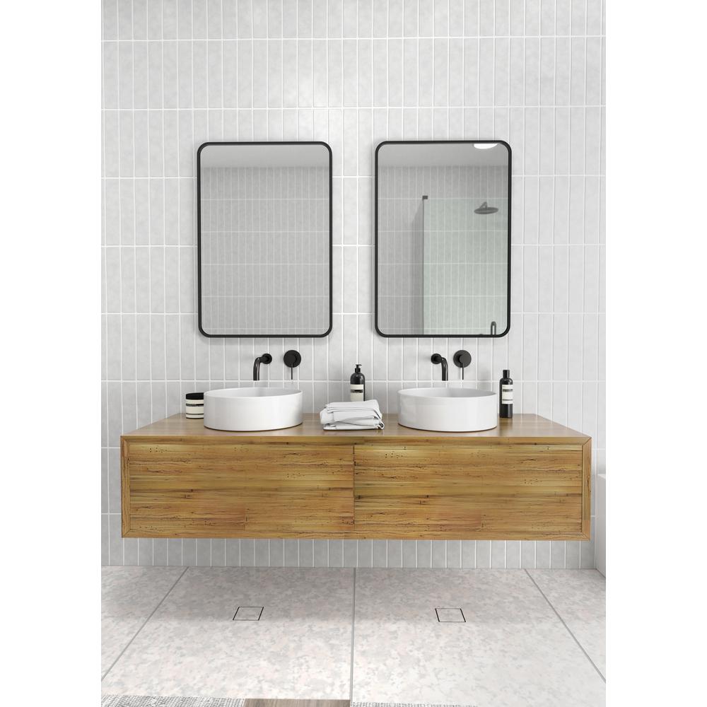 Glass Warehouse 22 In W X 32 H Framed Square Bathroom Vanity Mirror Black Mf Sqr 32x22 B The Home Depot H Framed Square Bathroom Vanity Mirror, Black Mirrored Bathroom Cabinet