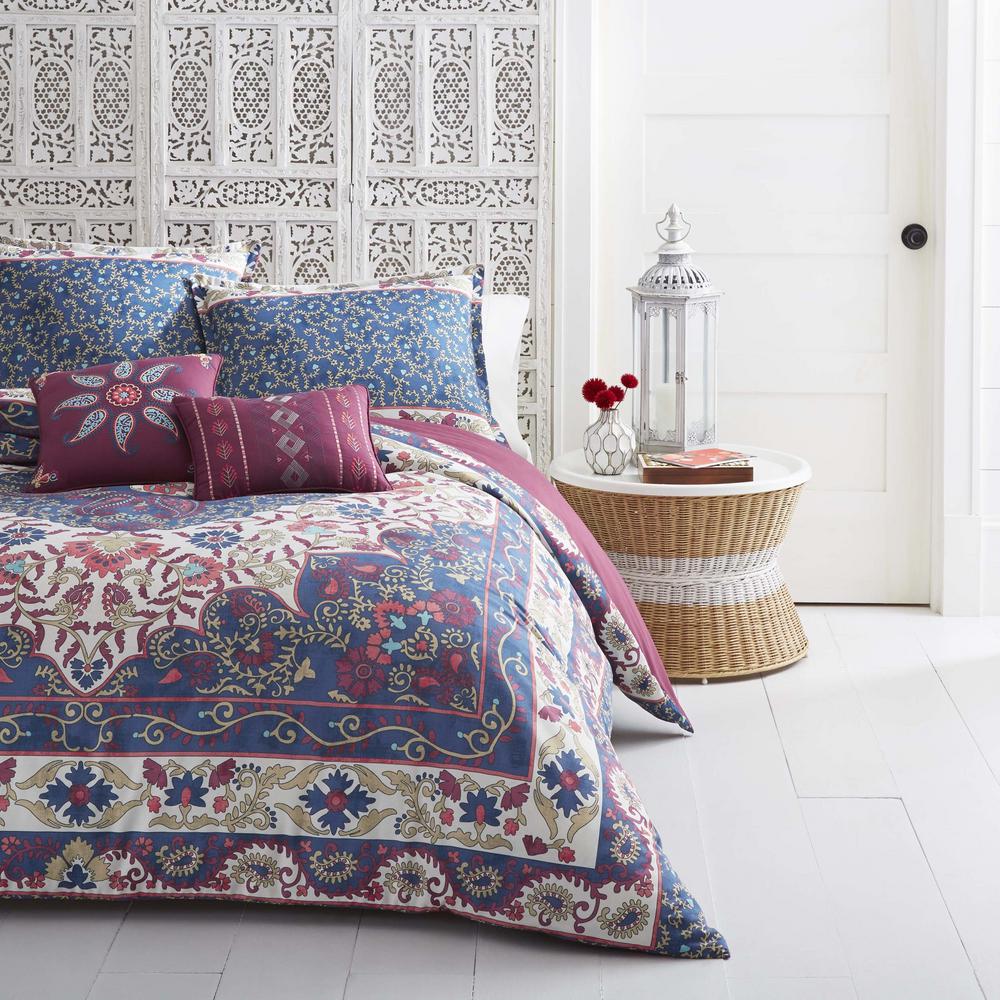 Azalea Skye Zahra 3 Piece Blue Full Queen Polyester Duvet Cover