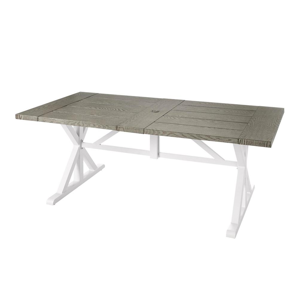 Patio Dining Sets Furniture The Home Depot Hampton Bay Beacon Park Gray Rectangular Farmhouse Steel Outdoor Dining Table