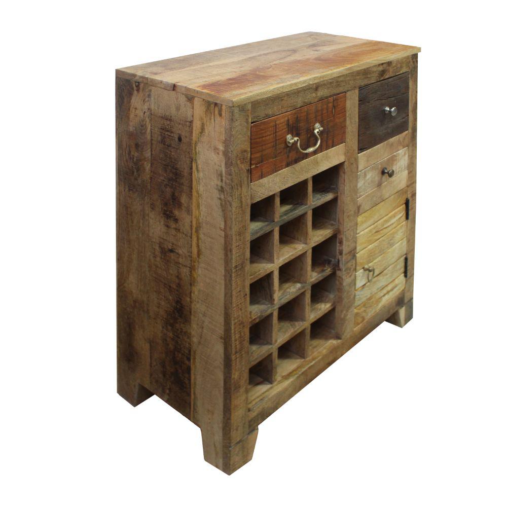 The Urban Port Brown 3 Drawer Wooden Wine Bar Cabinet With 1 Door Storage And Wine Slots 27 56 In L X 13 78 In W X 35 43 In H Upt 209134 The Home Depot