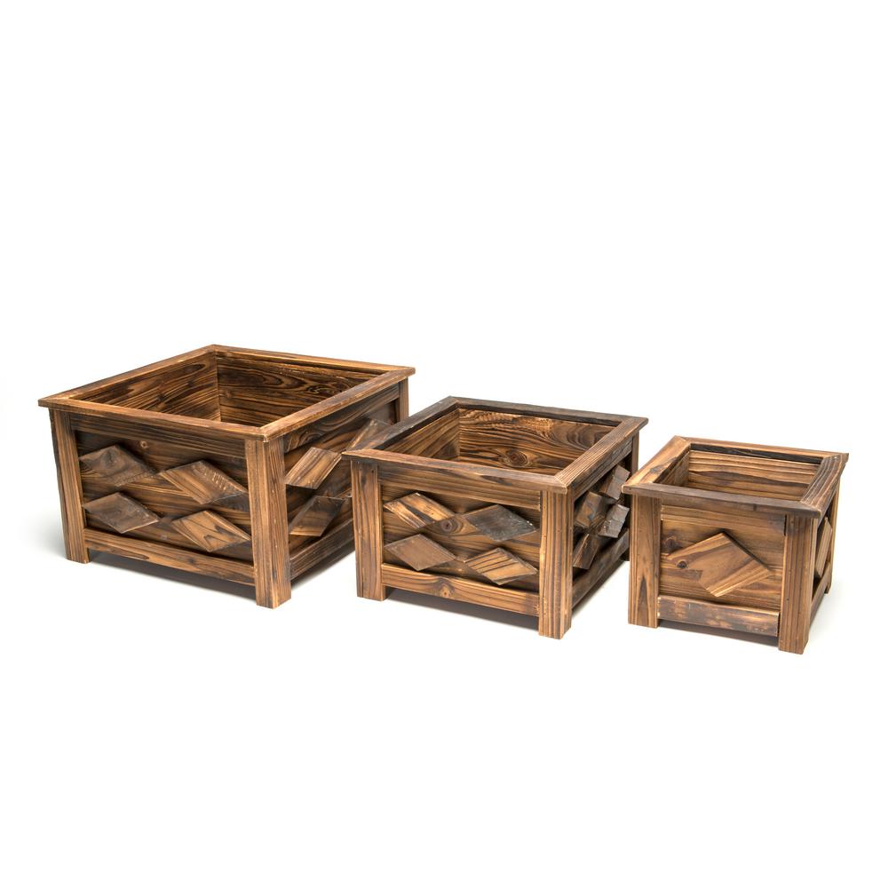 DeVault Wooden Square Planter (Set of 3)DEVBP230 The Home Depot