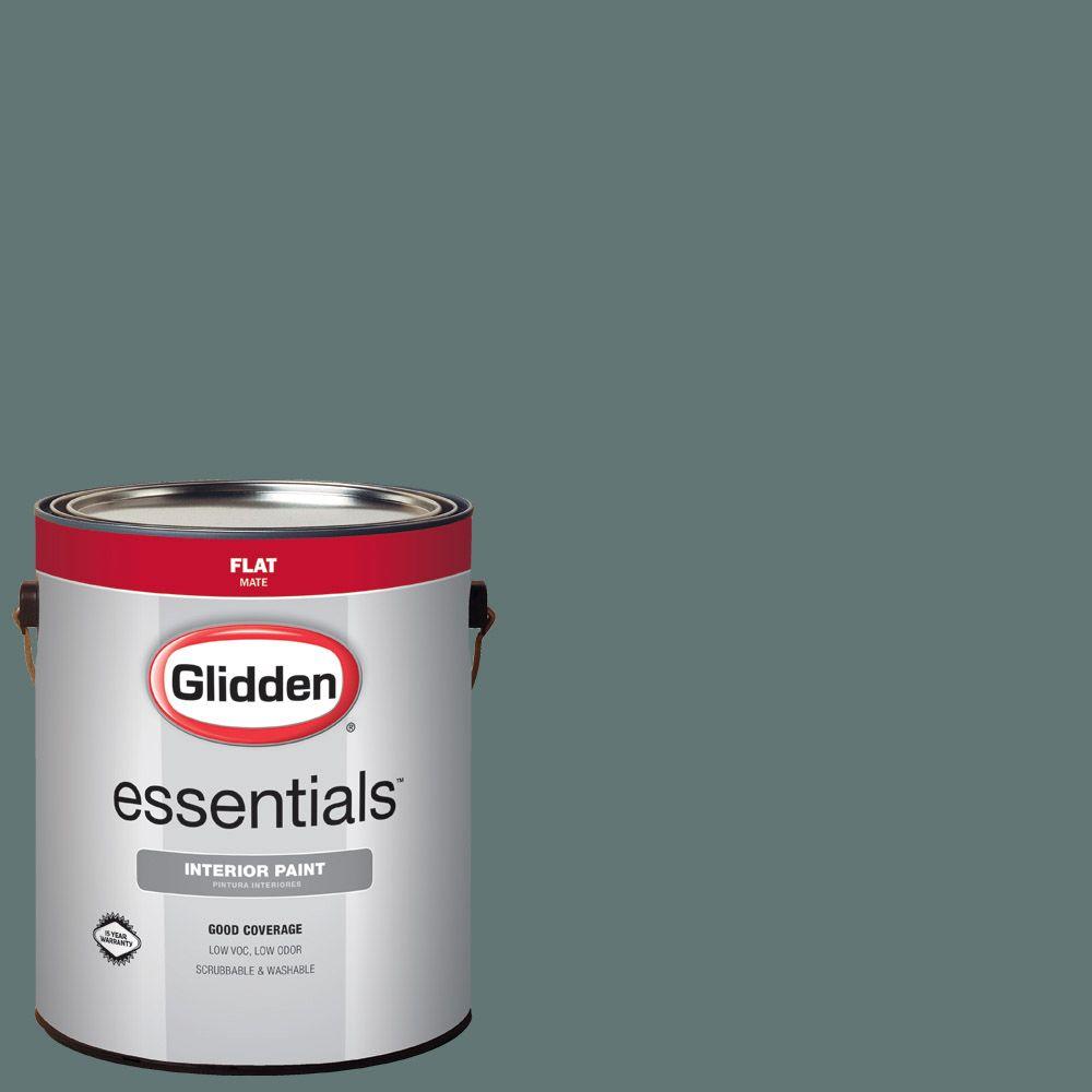 Glidden Essentials 1 Gal Hdgcn21d Dark Teal Woods Flat Interior Paint