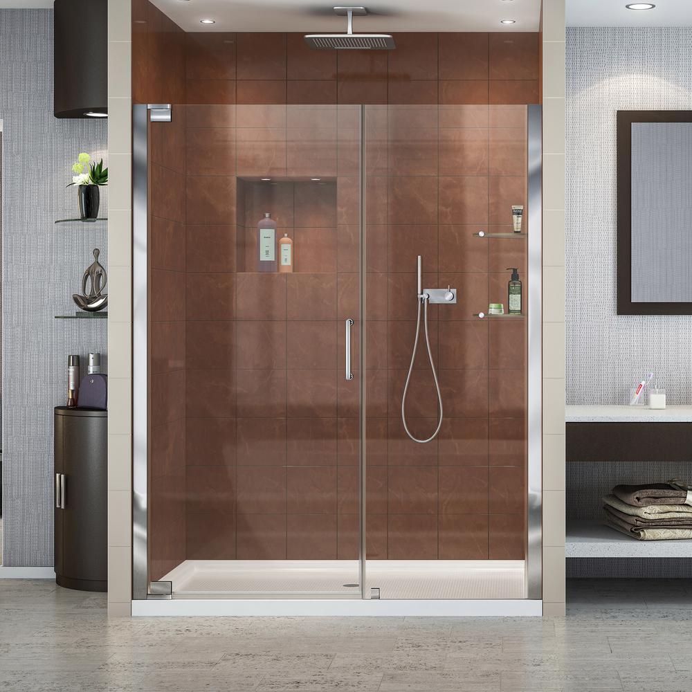 Dreamline Elegance 51 To 53 In X 72 Semi Frameless Pivot Shower Door Chrome
