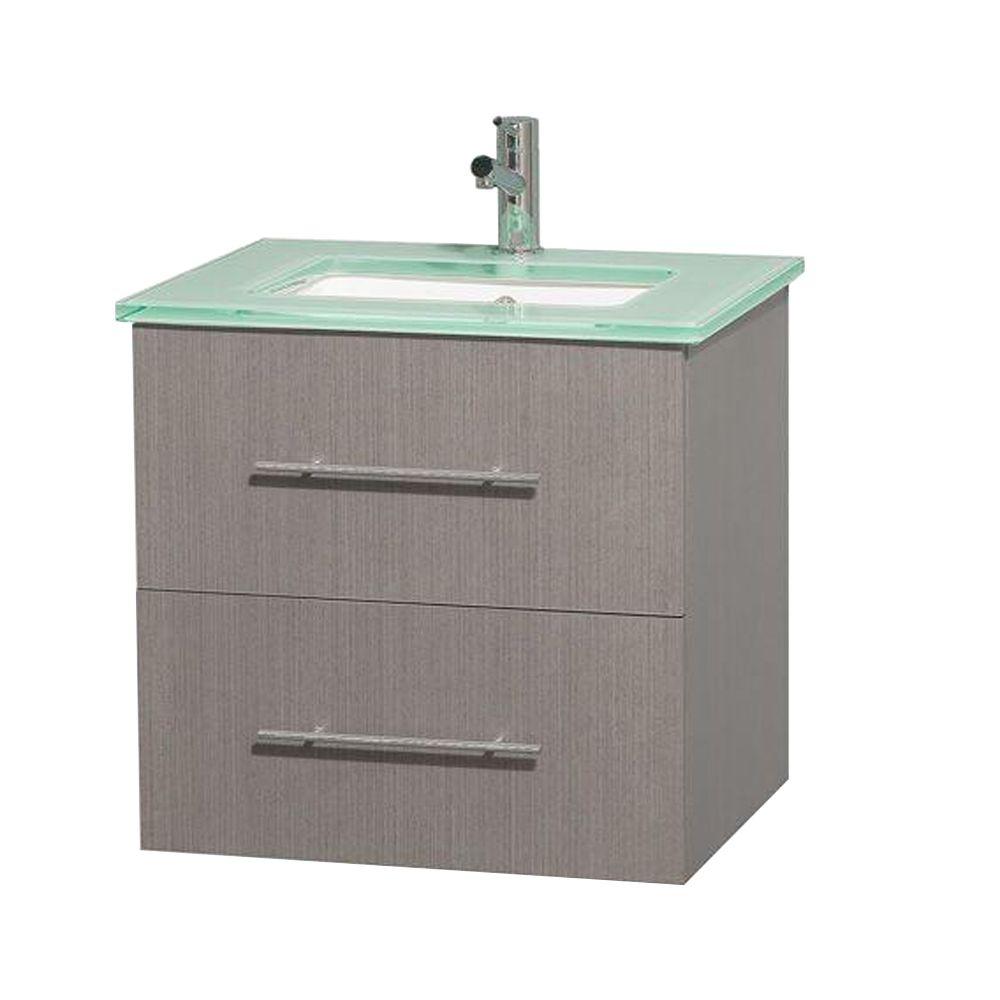 Wyndham Collection Centra 24 in. Vanity in Espresso with Glass Vanity