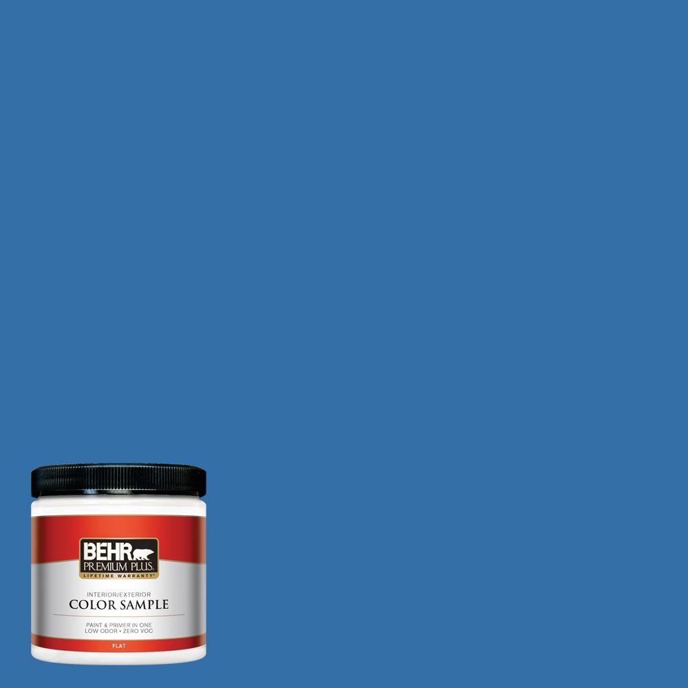 Behr Premium Plus 8 Oz P520 6 Mega Blue Flat Interior Exterior P520 6 Mega Blue Flat Interior Exterior Paint And Primer In One Sample