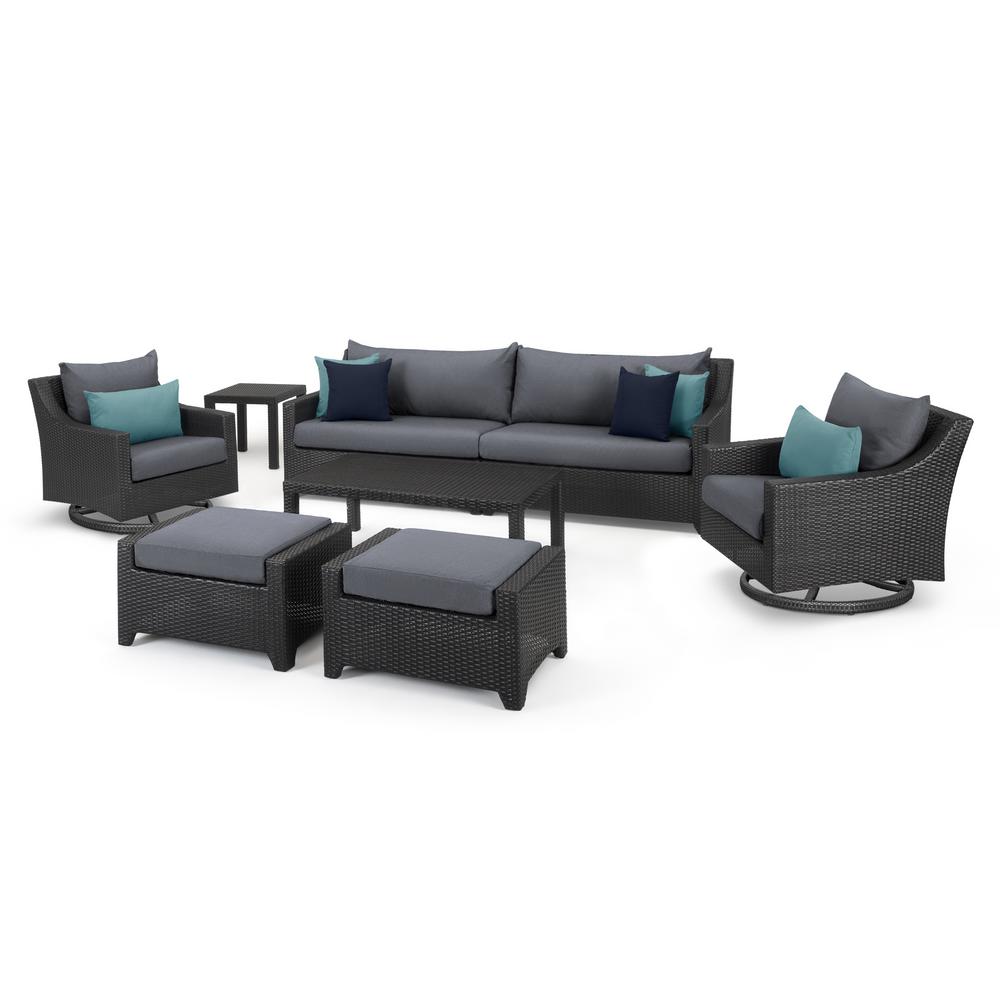 Rst Brands Deco 8 Piece Sofa And Motion Club Chair Wicker Patio Conversation Set With Gray Cushions Op Pess7mt Gry K The Home Depot