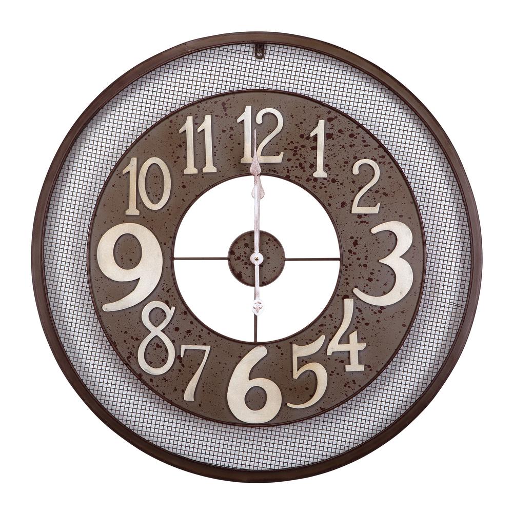 Yosemite Home Decor 31.5 in. x 31.5 in. Circular Iron Wall Clock in Dark Gray FrameCLKB2A159