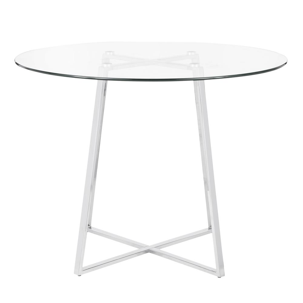 Lumisource Cosmo Round Dining Table In Chrome With Clear Lumisource Cosmo Round Dining Table In Chrome With Clear