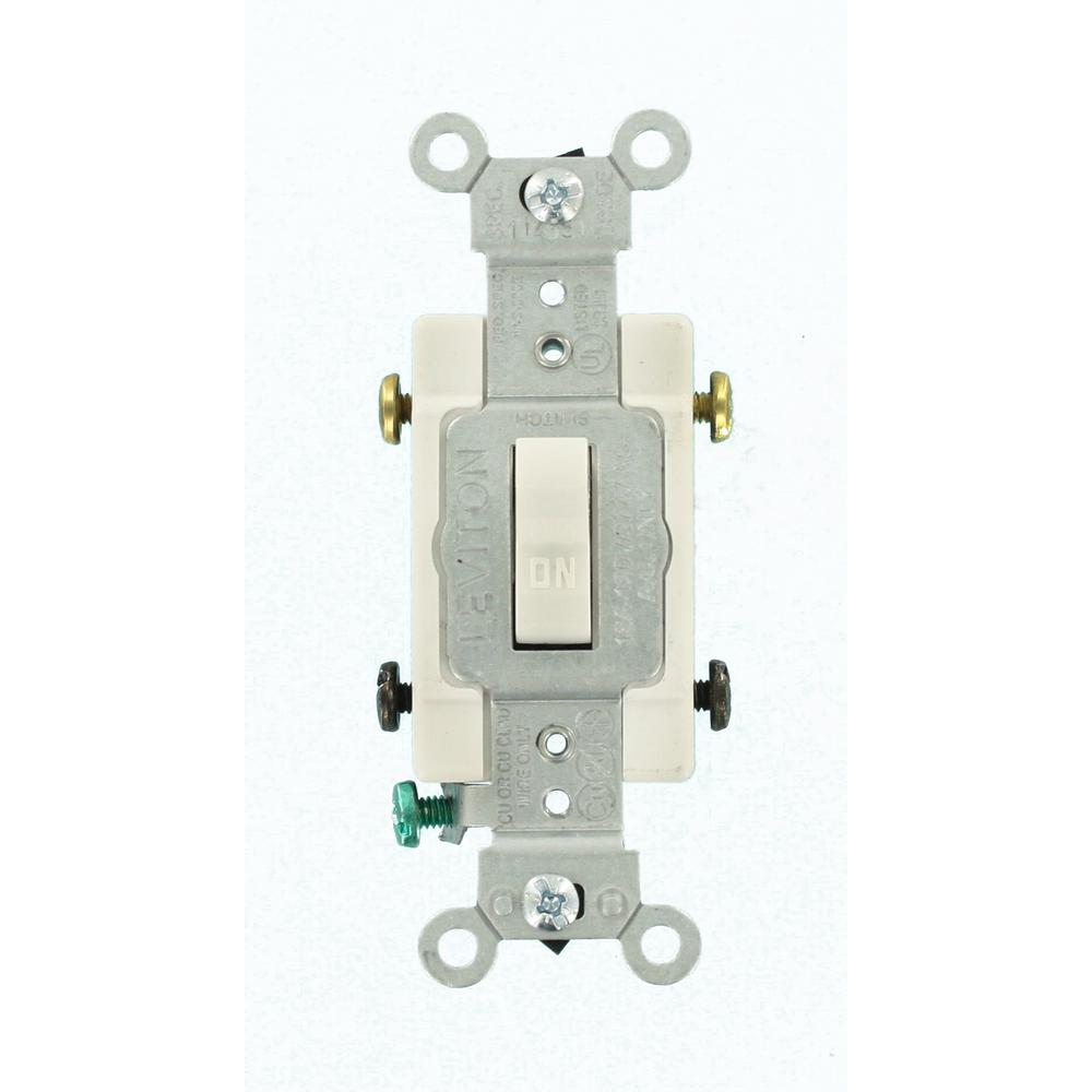 Leviton 15 Amp Commercial Grade Double Pole Toggle Switch White