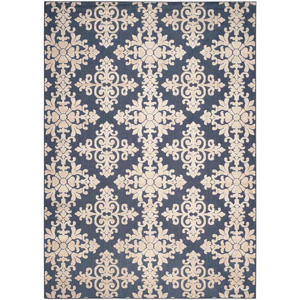 Safavieh Cottage Indoor Outdoor Navy Cream 8 Ft X 11 Ft Area Rug