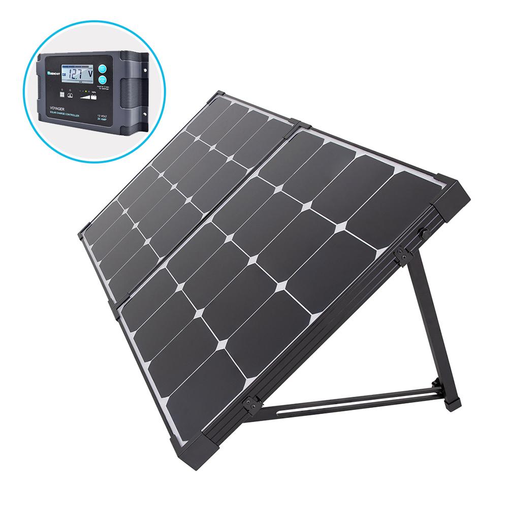 Renogy 100 Watt Eclipse Monocrystalline Portable Suitcase Off Grid Solar Power Kit With Voyager Waterproof Charge Controller