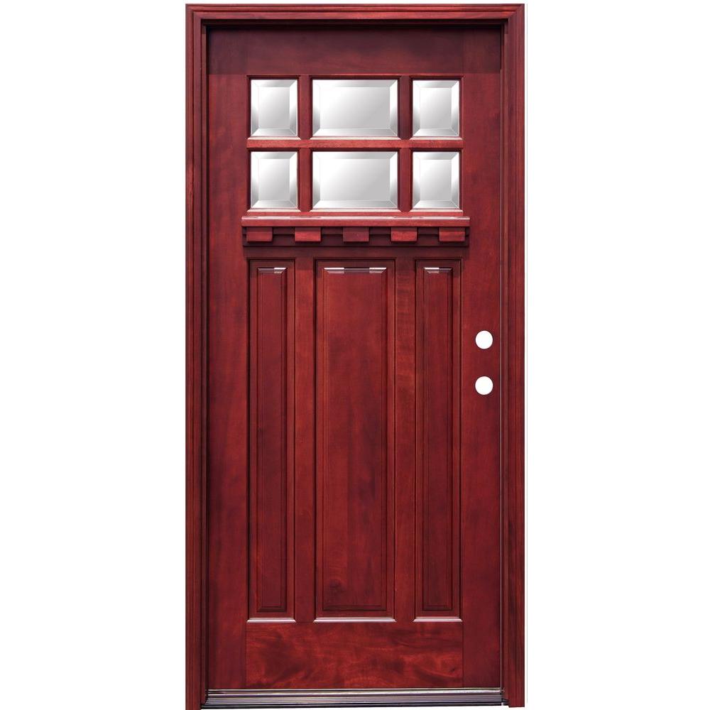 Pacific Entries 36 in. x 80 in. Craftsman 6 Lite Stained Pacific Entries 36 in. x 80 in. Craftsman 6 Lite Stained