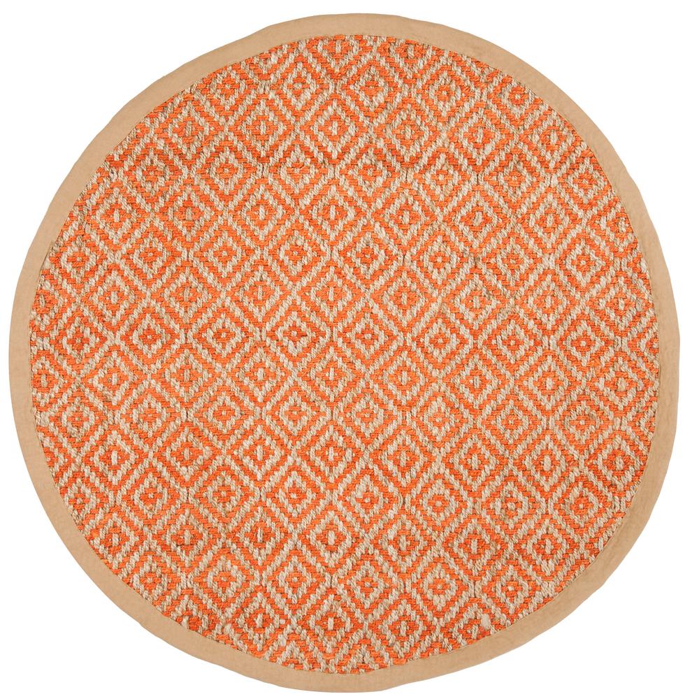 Safavieh Natural Fiber Orange Beige 6 Ft X 6 Ft Round Area Rug NF266B   Orange Beige Safavieh Area Rugs Nf266b 6r 64 1000 