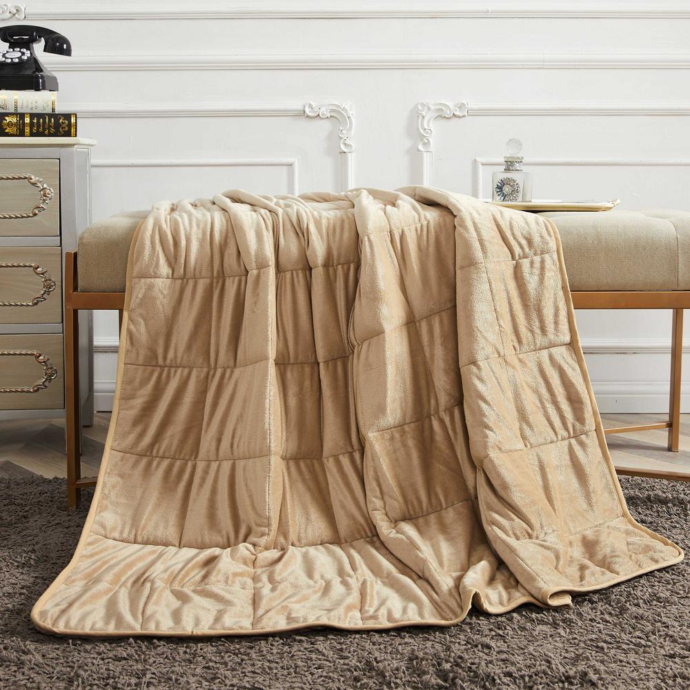 Sutton Home Fashions 15 lbs Mink to Mink Weighted Blanket Tan AVWBMM