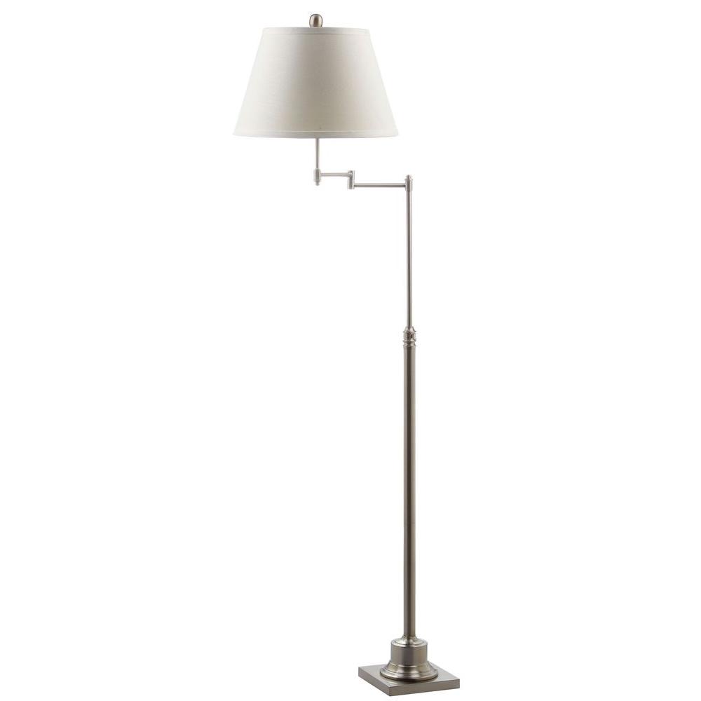 Safavieh Parker 60 In Nickel Swivel Floor Lamp With Off White Shade