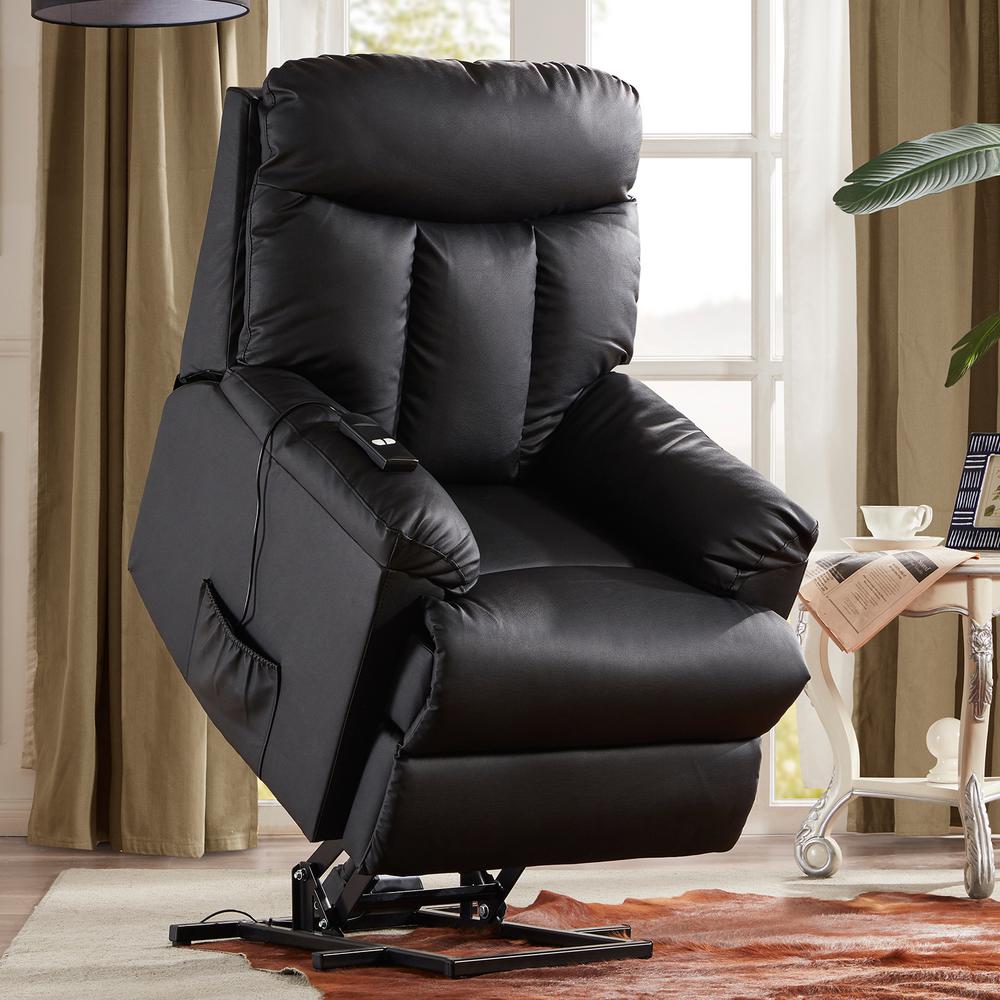 merax black pu leather recliner power lift chairpp189768baa  the home  depot