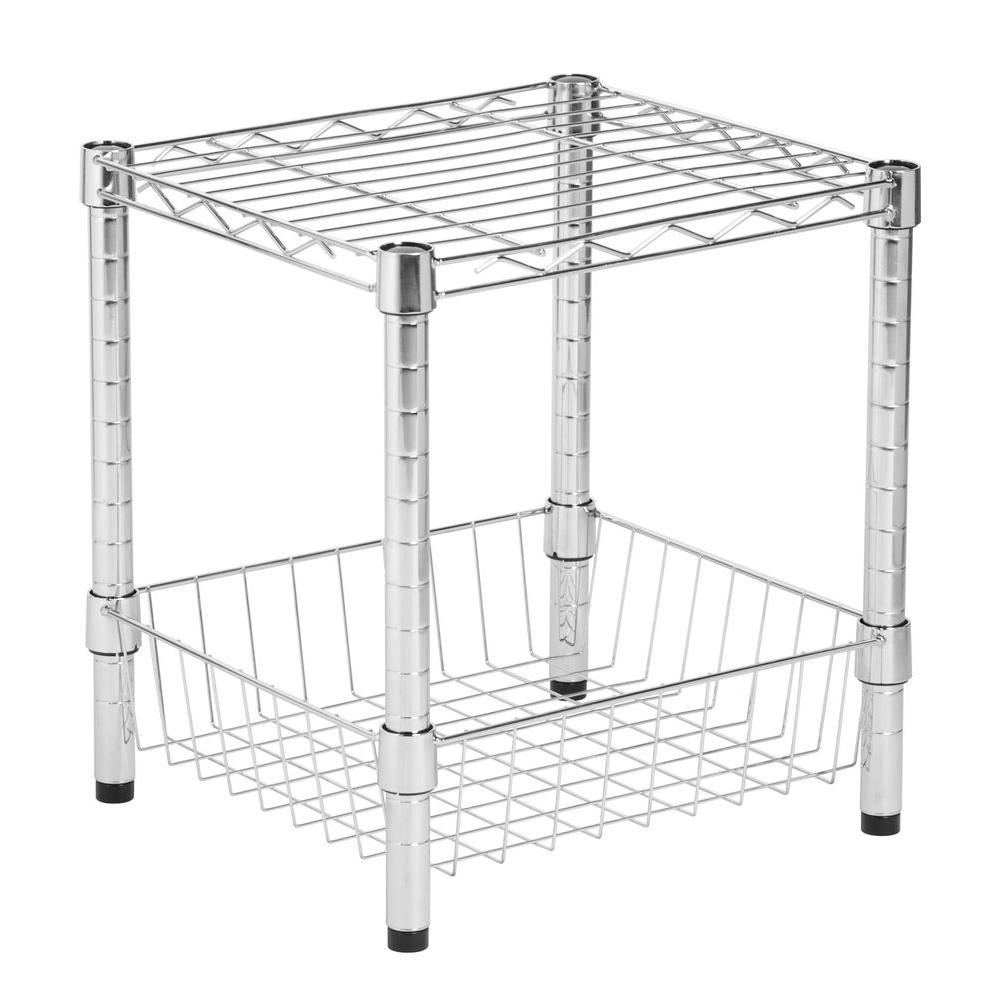 HoneyCanDo Commercial Metal Table with Basket in ChromeSHF01503