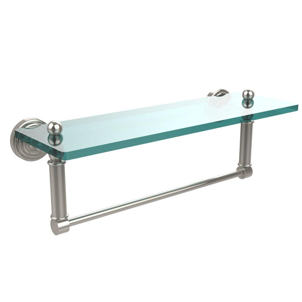 Allied Brass Waverly Place 16 in. L x 5 in. H x 5 in. W Clear Glass Bathroom Shelf with Towel