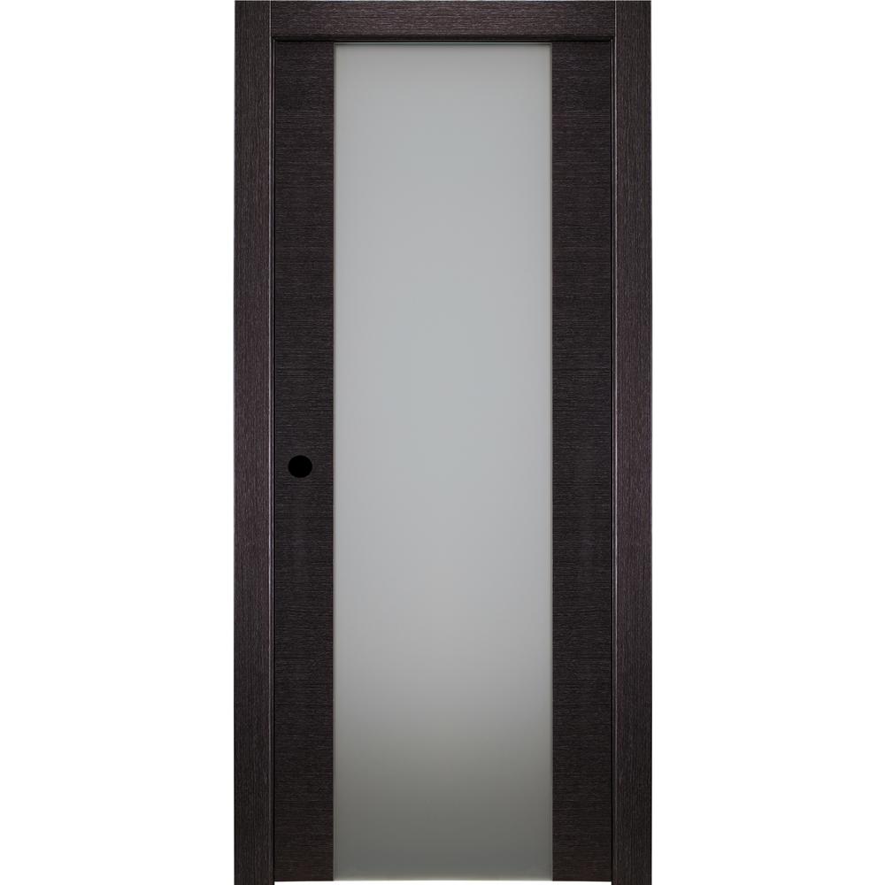 Belldinni 24 In X 80 In Avanti 202 Black Apricot Right Hand Solid Core Wood 1 Lite Frosted Glass Single Prehung Interior Door