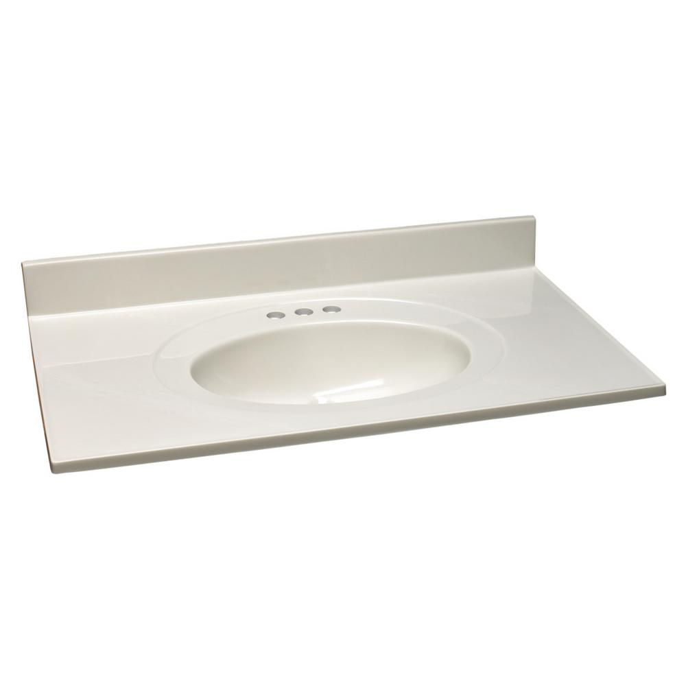 Glacier Bay 31 in. Cultured Marble Vanity Top in White with White Basin