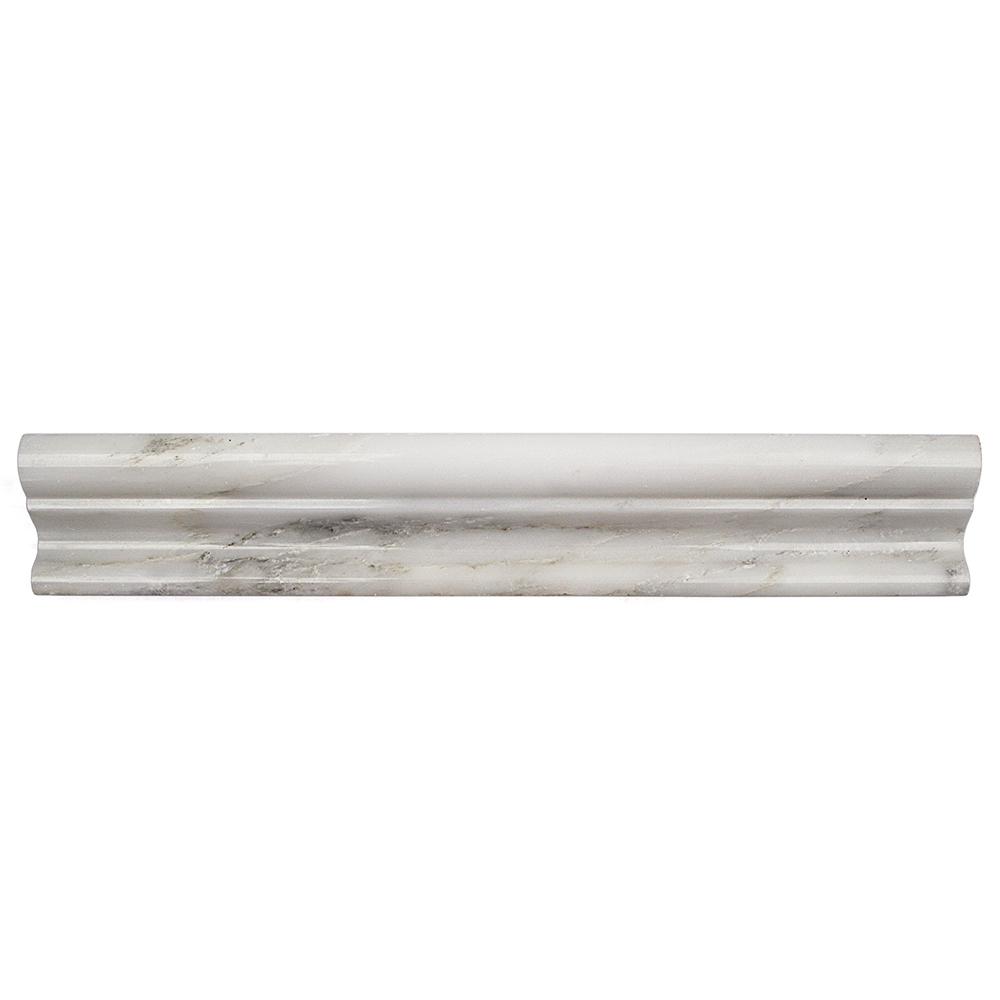 Chair Rail Shower Floor Tile Trim The Home Depot Brushed Asian Statuary 2 In X 8 Honed Marble Chair Rail Trim Tile