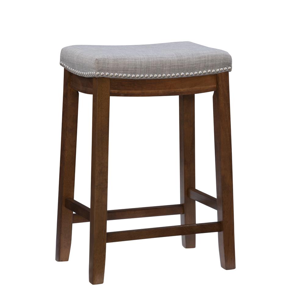 Linon Home Decor Claridge 24 in. Gray and Rustic Backless